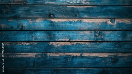 Wallpaper Mural A close up of weathered blue wooden planks with peeling paint creating a textured background Torontodigital.ca