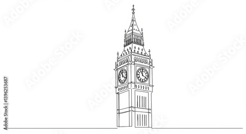 Elegant minimalist line drawing of the Big Ben clock tower in London