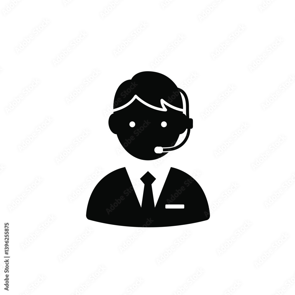 Customer Service Representative Icon With Headset Professional And Communication Illustration Customer Service Representative Icon With Headset Professional And Communication Illustration