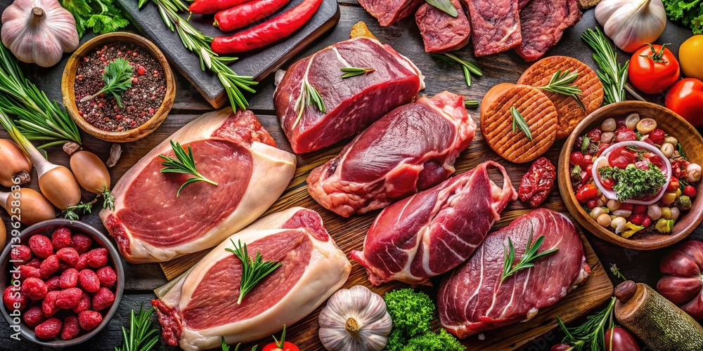 Fototapeta premium Fresh Meat & Chicken Collage - Culinary Delights