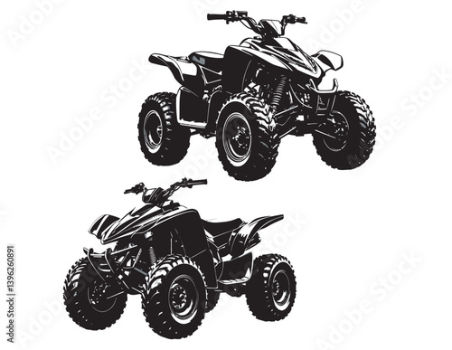 All-Terrain Vehicle Silhouettes, Quad Bike Vector Off-Road Graphic Design