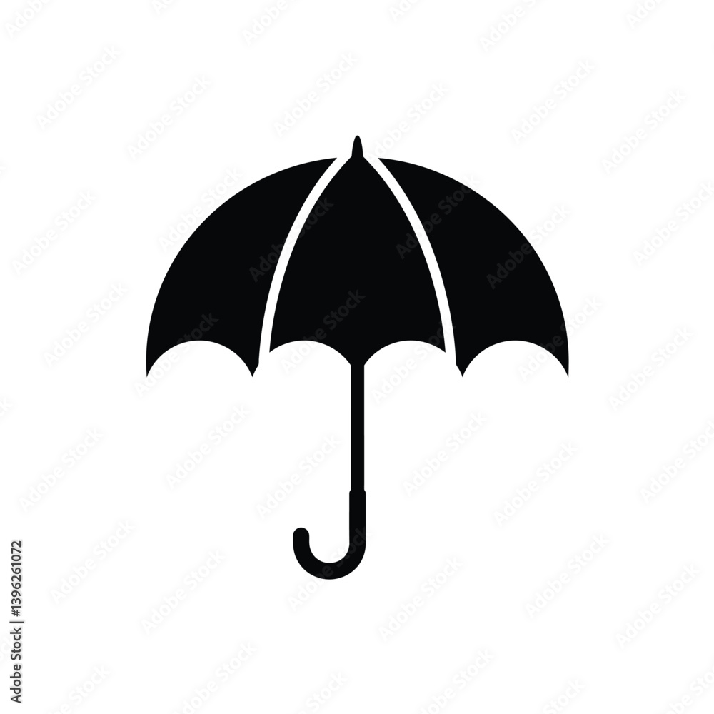 Black Umbrella Icon Silhouette For Weather Protection And Rainy Season Symbolism Black Umbrella Icon Silhouette For Weather Protection And Rainy Season Symbolism