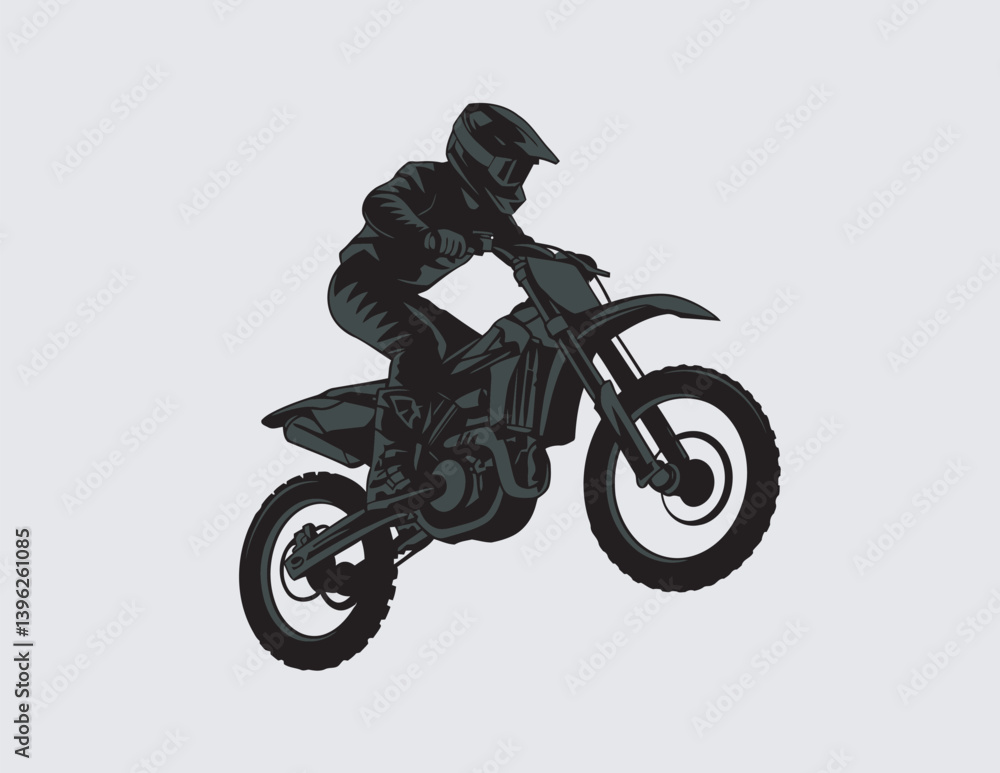 Dirt Bike Rider Jumping Silhouette Vector Illustration Dirt Bike Rider Jumping Silhouette Vector Illustration