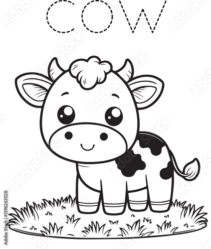 drawing cow for kids. simple image