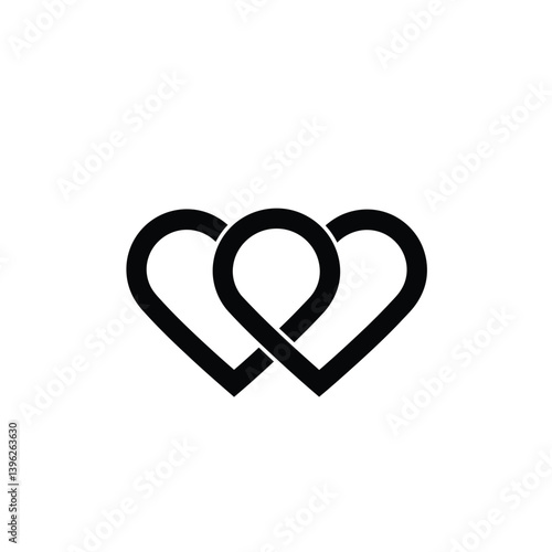 Intertwined Hearts Minimalist Design Symbol Of Love And Connection Black And White