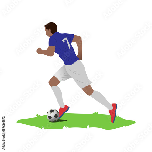 Dribble ball with futsal, football, or soccer player vector.