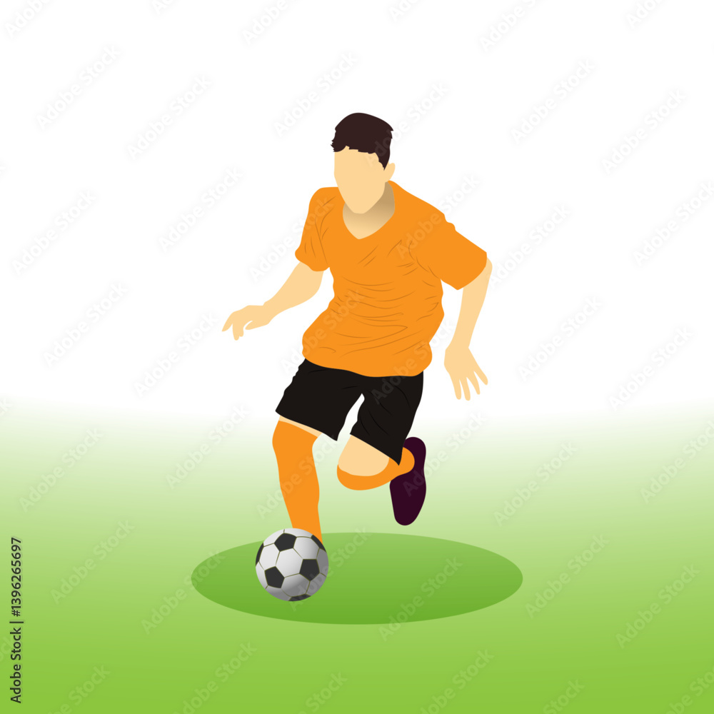Obraz premium Dribble ball with futsal, football, or soccer player vector.