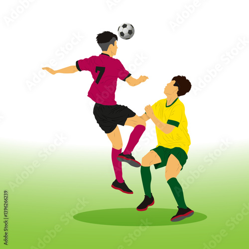 Duel striker and defender by the futsal, football, or soccer player vector illustration.
