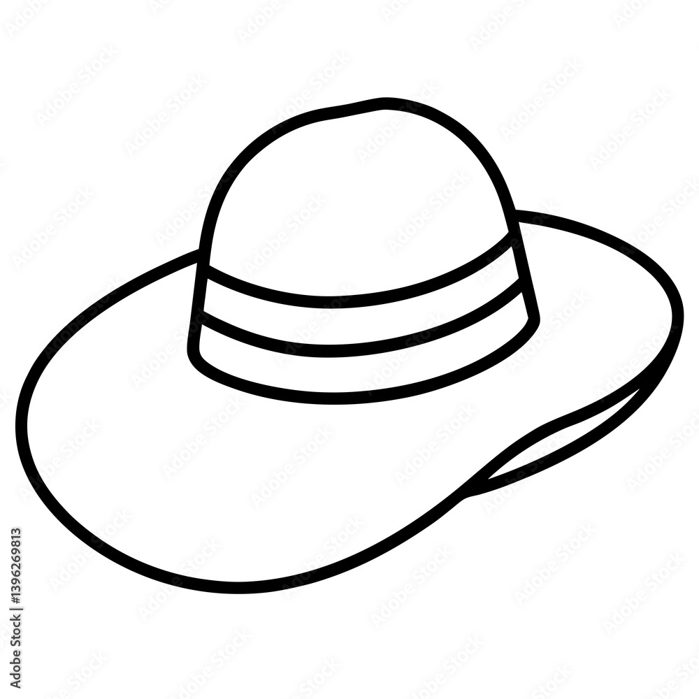 Minimal Sun Hat Vector Illustration on White Background Minimal Sun Hat Vector Illustration on White Background