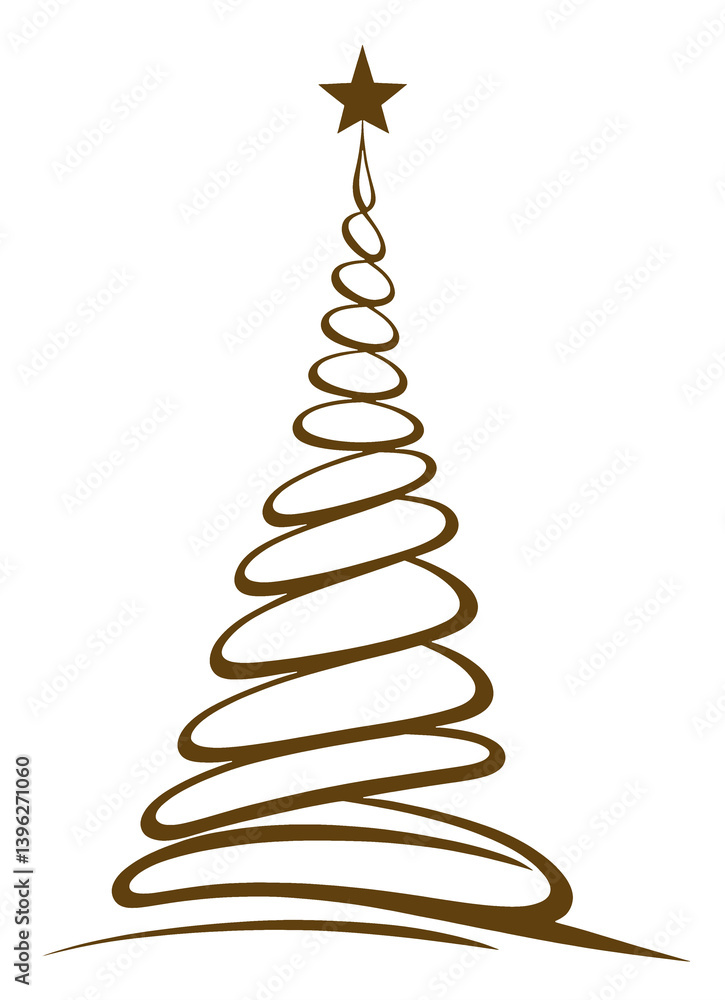 christmas tree, fir tree, swirl smooth silhouette icon symbol, isolated christmas tree, fir tree, swirl smooth silhouette icon symbol, isolated