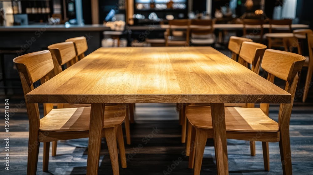 Minimalist custom-made Canadian oak dining set with matte finish and curved-back chairs Minimalist custom-made Canadian oak dining set with matte finish and curved-back chairs