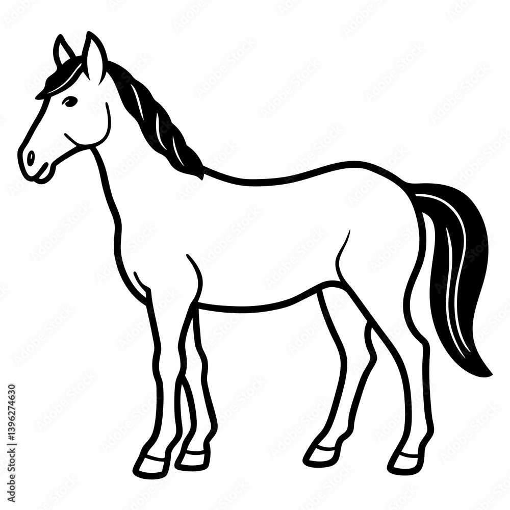 Minimal Horse Vector Illustration on White Background Minimal Horse Vector Illustration on White Background