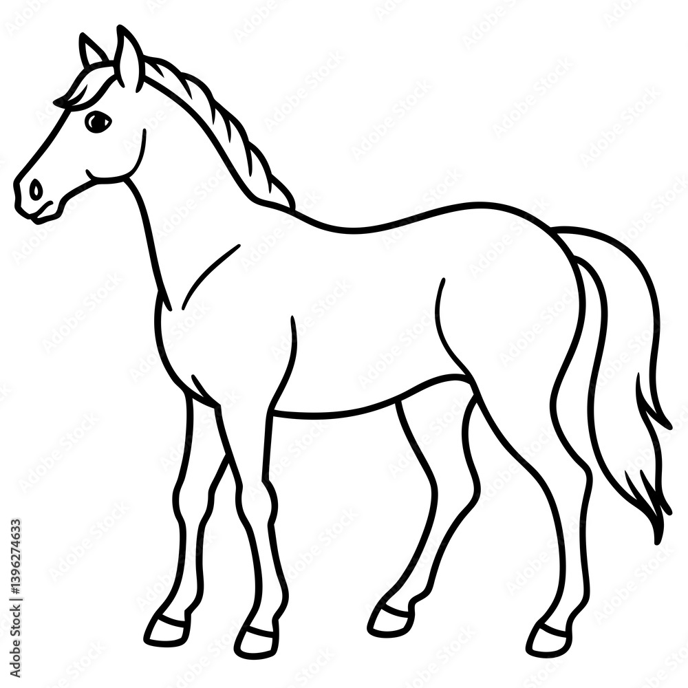 Minimal Horse Vector Illustration on White Background Minimal Horse Vector Illustration on White Background