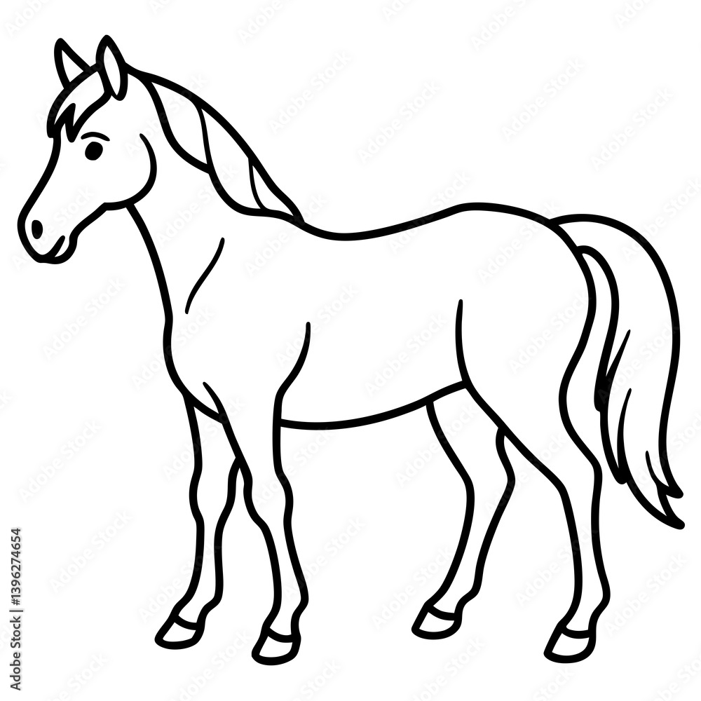 Minimal Horse Vector Illustration on White Background Minimal Horse Vector Illustration on White Background