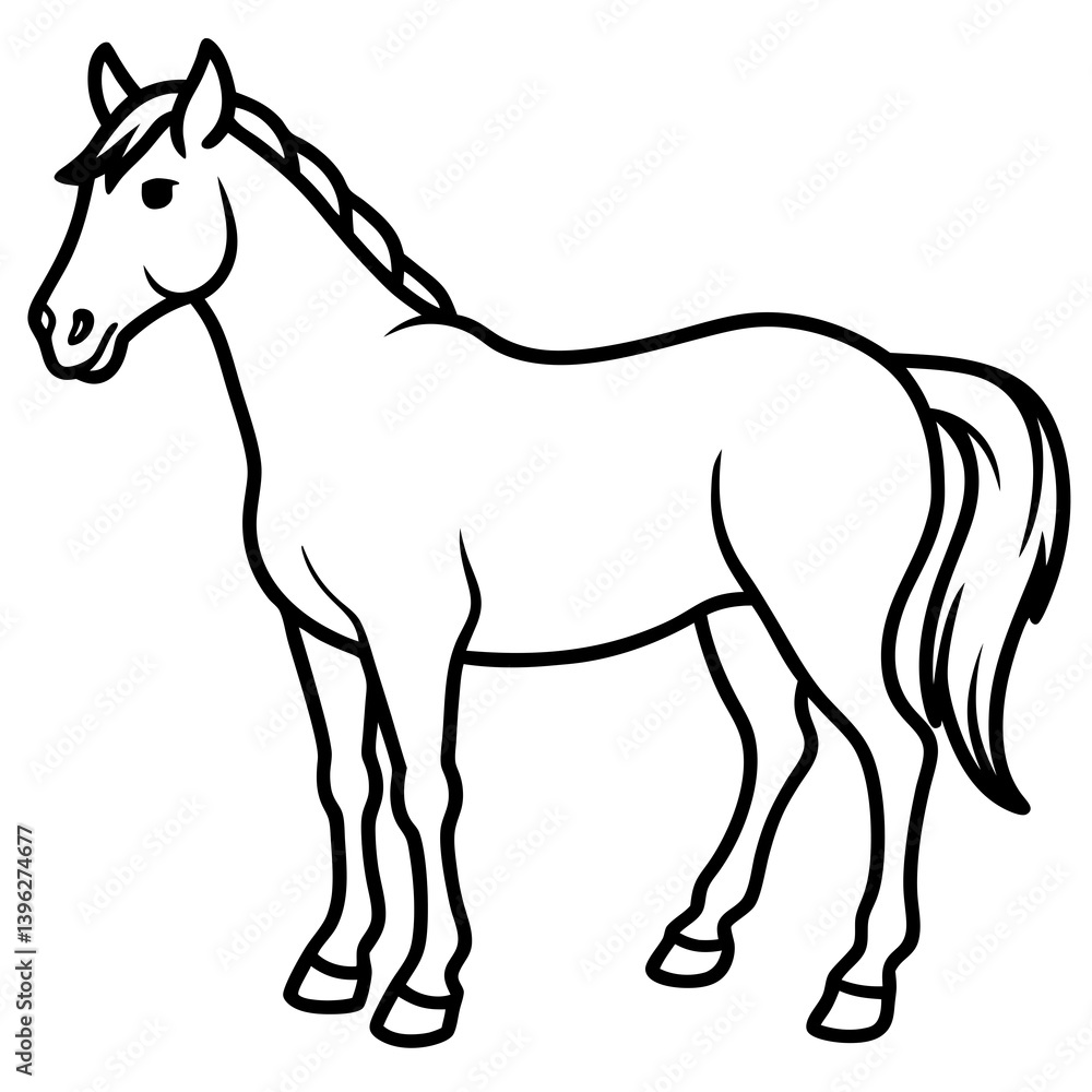 Minimal Horse Vector Illustration on White Background Minimal Horse Vector Illustration on White Background