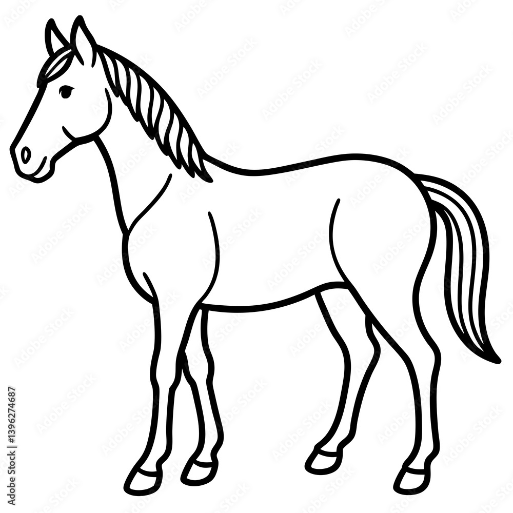 Minimal Horse Vector Illustration on White Background Minimal Horse Vector Illustration on White Background