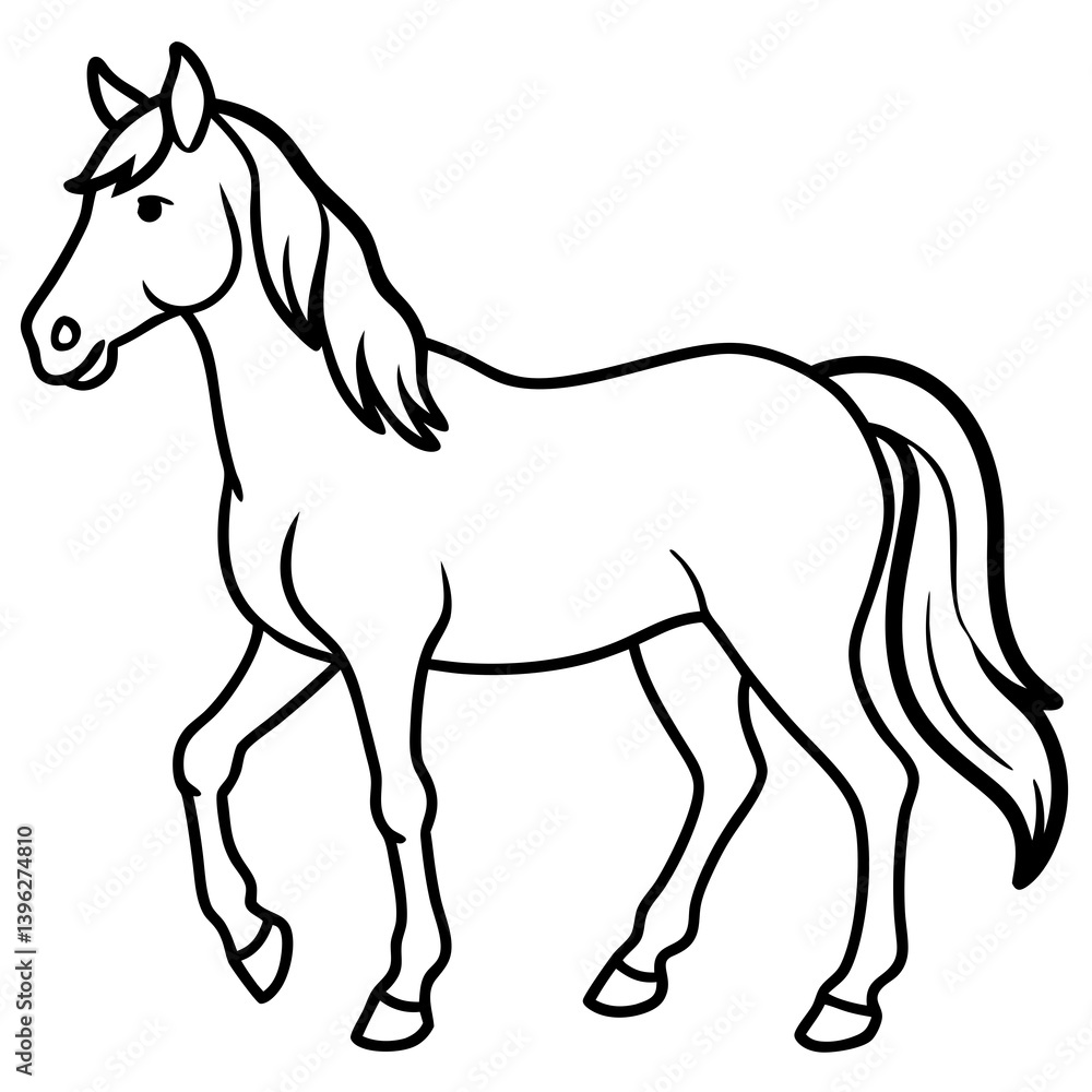 Minimal Horse Vector Illustration on White Background Minimal Horse Vector Illustration on White Background