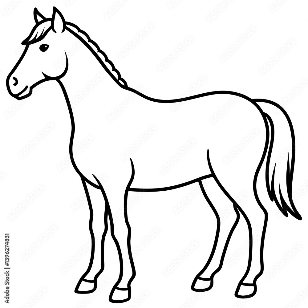 Minimal Horse Vector Illustration on White Background Minimal Horse Vector Illustration on White Background