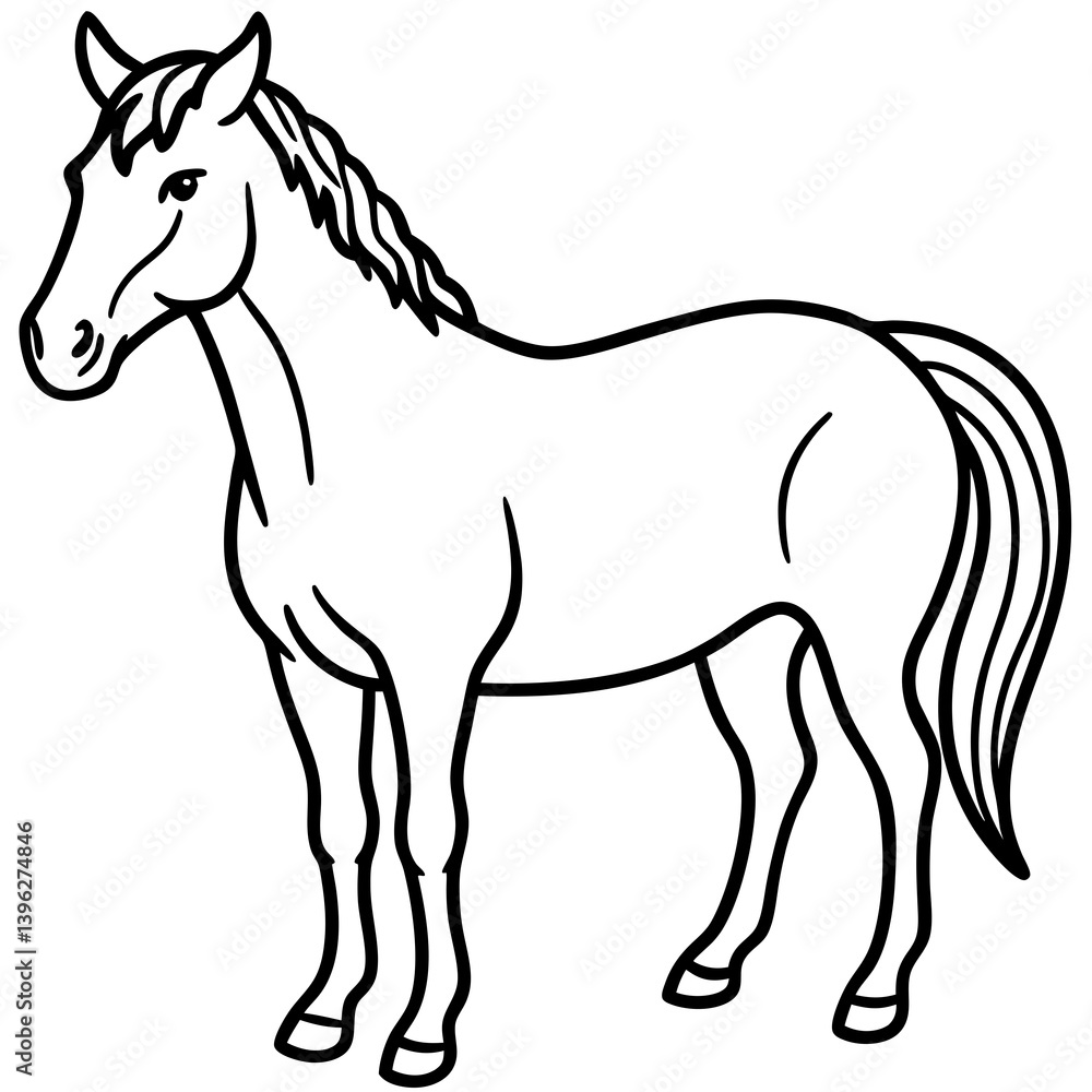Minimal Horse Vector Illustration on White Background Minimal Horse Vector Illustration on White Background