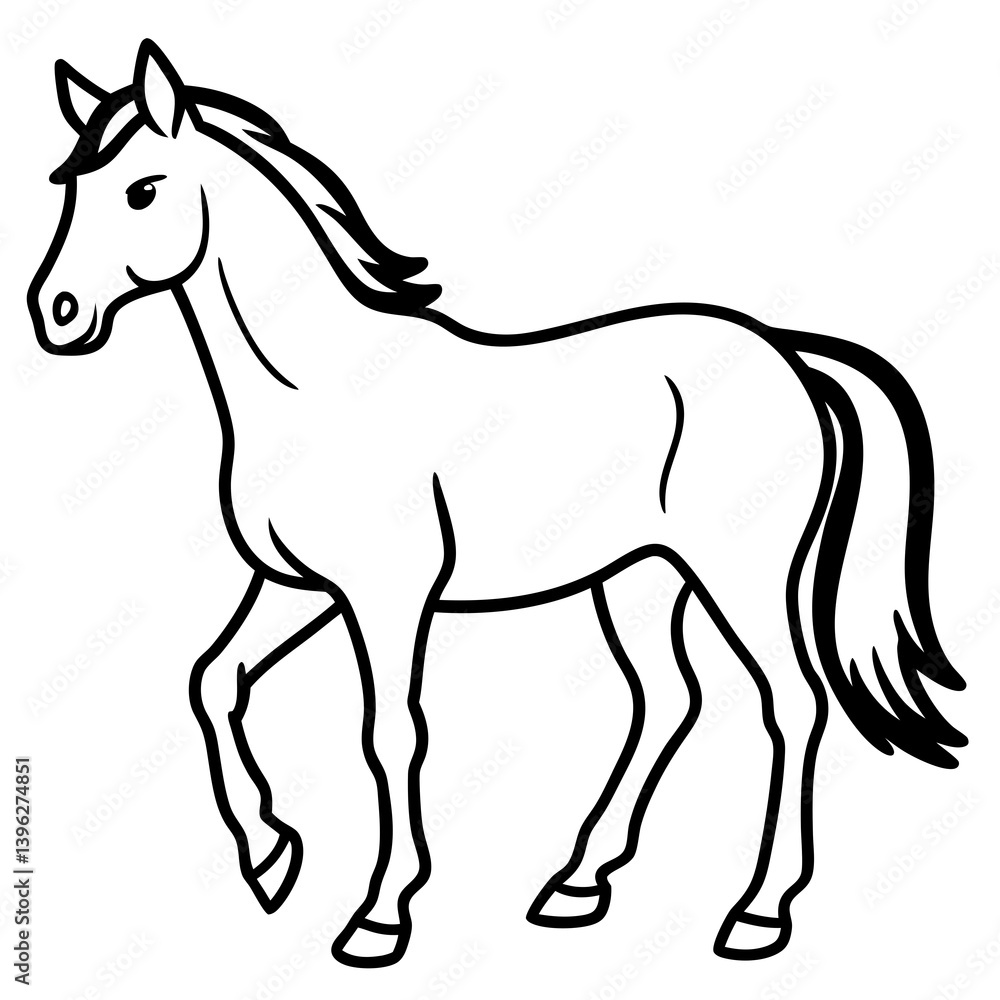 Minimal Horse Vector Illustration on White Background Minimal Horse Vector Illustration on White Background