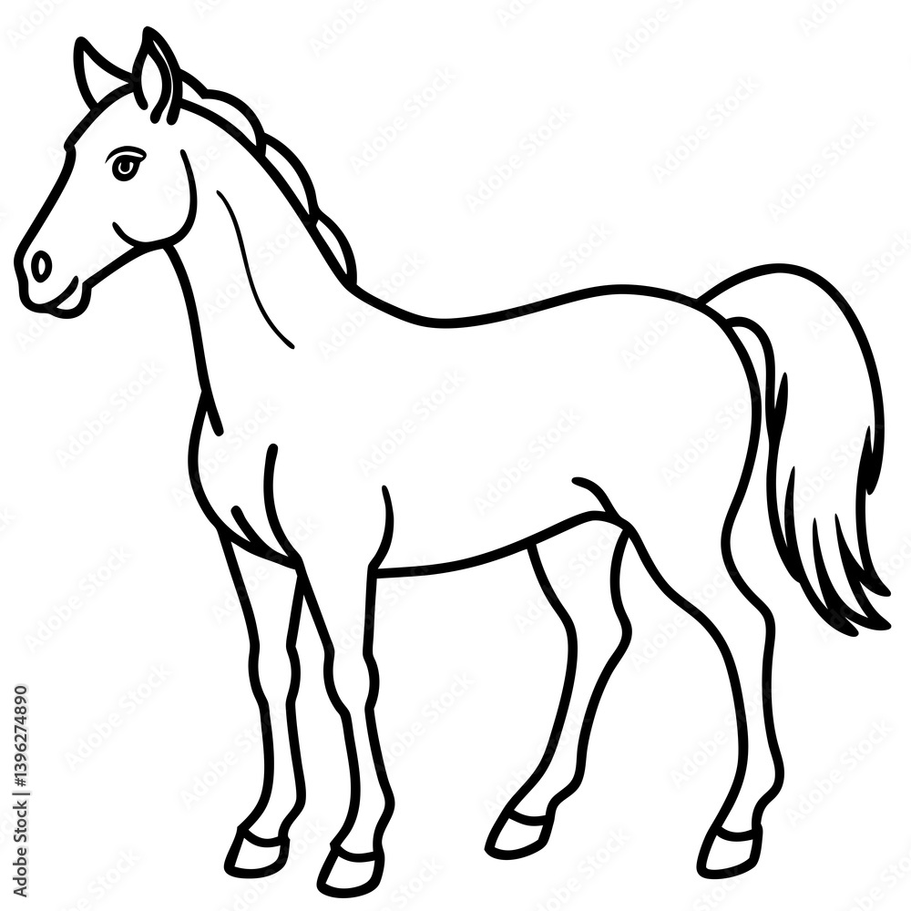Minimal Horse Vector Illustration on White Background Minimal Horse Vector Illustration on White Background