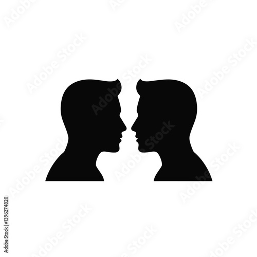 Two Male Head Silhouettes Facing Each Other Representing Connection And Communication