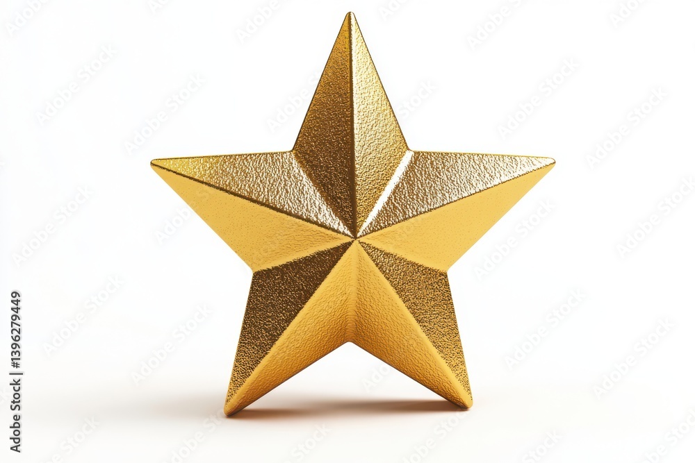 Isolated golden star standing isolated on white background Isolated golden star standing isolated on white background