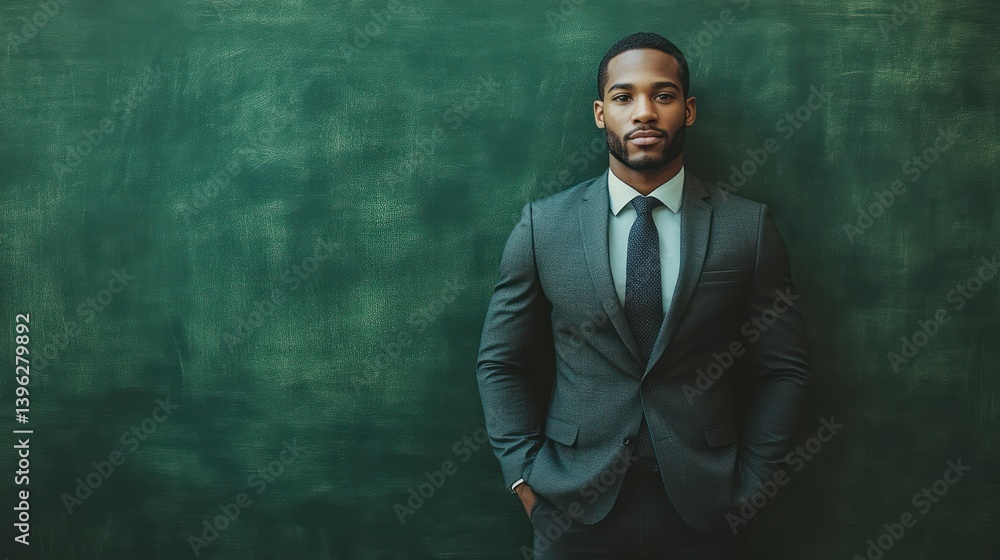 Professional Man in Suit Standing Against a Dark Background Business Attire Corporate Style Professional Man in Suit Standing Against a Dark Background Business Attire Corporate Style