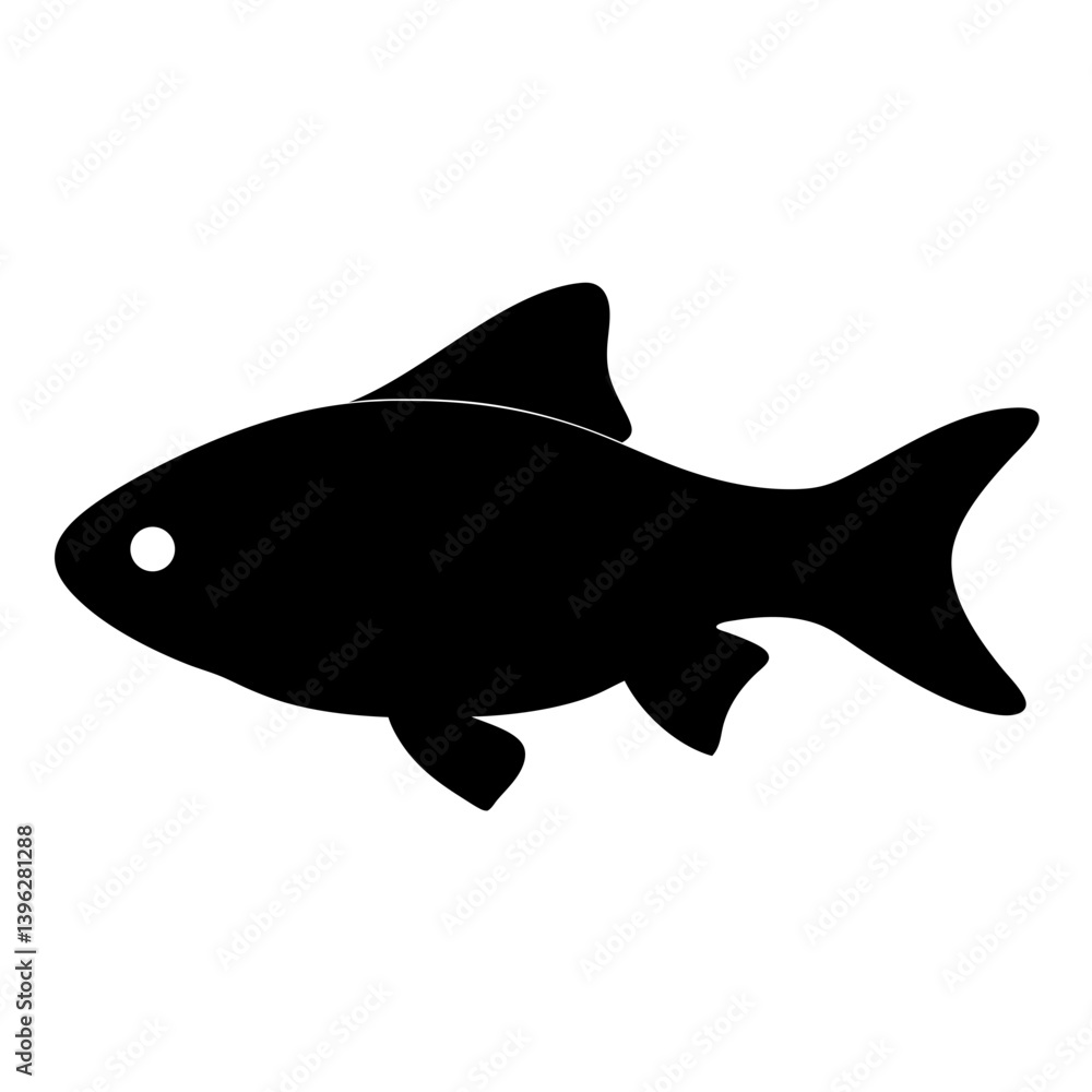 Obraz premium bolivian ram fish black silhouette of a moorish idol fish aquatic animal ocean life- simple black silhouette of a bolivian ram fish tropical sea life animal icon,