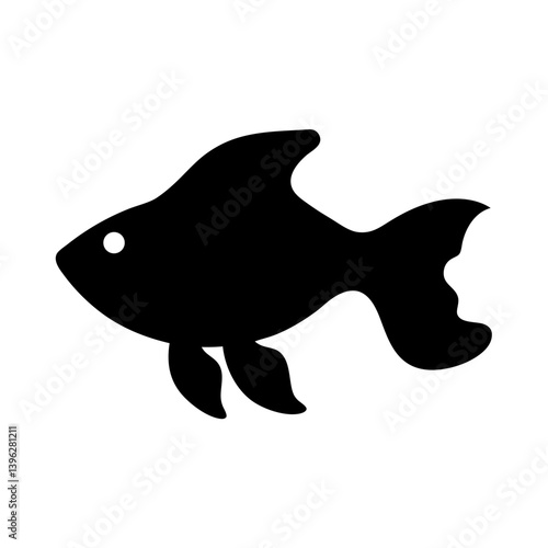 betta fish black silhouette of a moorish idol fish aquatic animal ocean life- simple black silhouette of a betta fish tropical sea life animal icon,