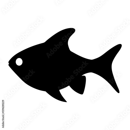 black skirt tetra fish black silhouette of a moorish idol fish aquatic animal ocean life- simple black silhouette of a black skirt tetra fish tropical sea life animal icon,