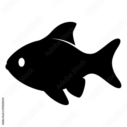 black skirt tetra fish black silhouette of a moorish idol fish aquatic animal ocean life- simple black silhouette of a black skirt tetra fish tropical sea life animal icon,