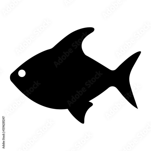 black skirt tetra fish black silhouette of a moorish idol fish aquatic animal ocean life- simple black silhouette of a black skirt tetra fish tropical sea life animal icon,