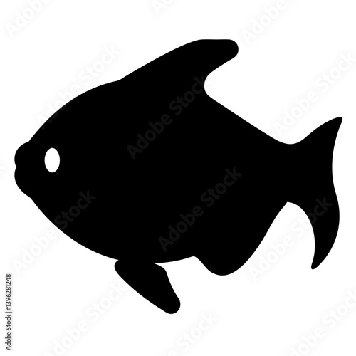 black skirt tetra fish black silhouette of a moorish idol fish aquatic animal ocean life- simple black silhouette of a black skirt tetra fish tropical sea life animal icon,