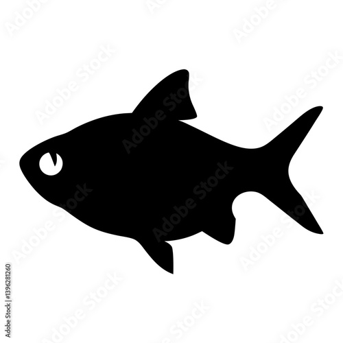 black skirt tetra fish black silhouette of a moorish idol fish aquatic animal ocean life- simple black silhouette of a black skirt tetra fish tropical sea life animal icon,
