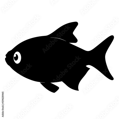 congo tetra fish black silhouette of a moorish idol fish aquatic animal ocean life- simple black silhouette of a congo tetra fish tropical sea life animal icon,