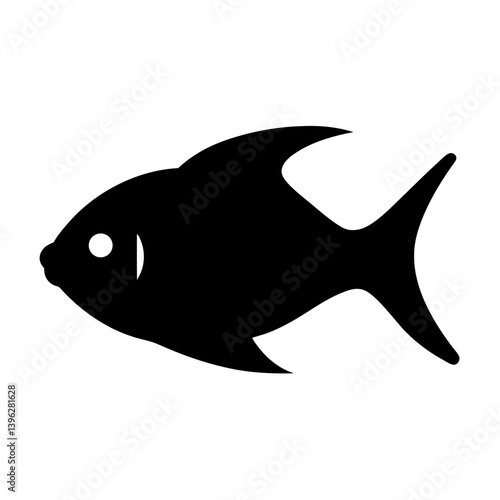 electric blue ram fish black silhouette of a moorish idol fish aquatic animal ocean life- simple black silhouette of a electric blue ram fish tropical sea life animal icon,