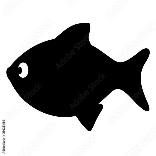 ember tetra fish black silhouette of a moorish idol fish aquatic animal ocean life- simple black silhouette of a ember tetra fish tropical sea life animal icon,