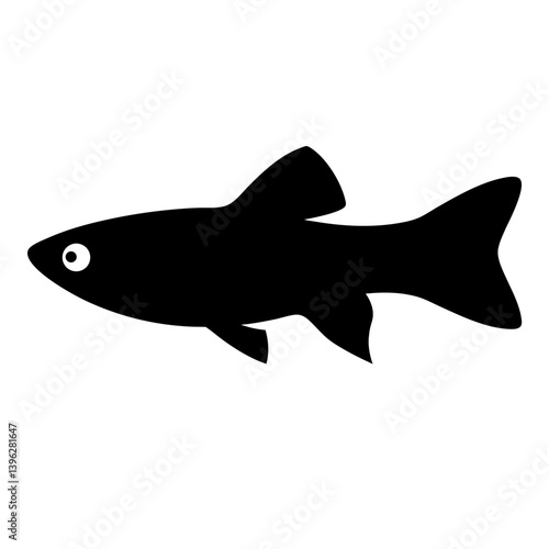 endler s livebearer fish black silhouette of a moorish idol fish aquatic animal ocean life- simple black silhouette of a endler s livebearer fish tropical sea life animal icon,