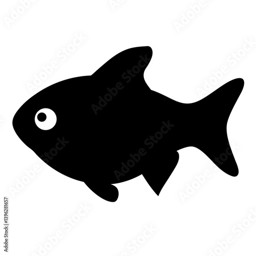 ember tetra fish black silhouette of a moorish idol fish aquatic animal ocean life- simple black silhouette of a ember tetra fish tropical sea life animal icon,