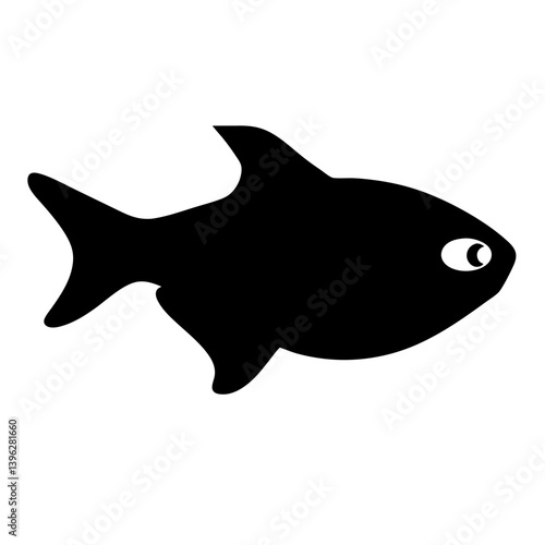 ember tetra fish black silhouette of a moorish idol fish aquatic animal ocean life- simple black silhouette of a ember tetra fish tropical sea life animal icon,