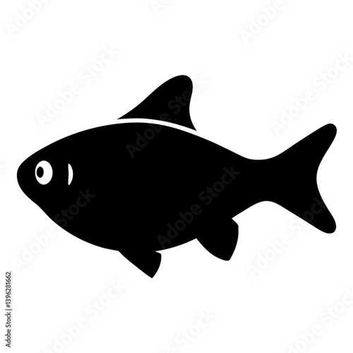 ember tetra fish black silhouette of a moorish idol fish aquatic animal ocean life- simple black silhouette of a ember tetra fish tropical sea life animal icon,