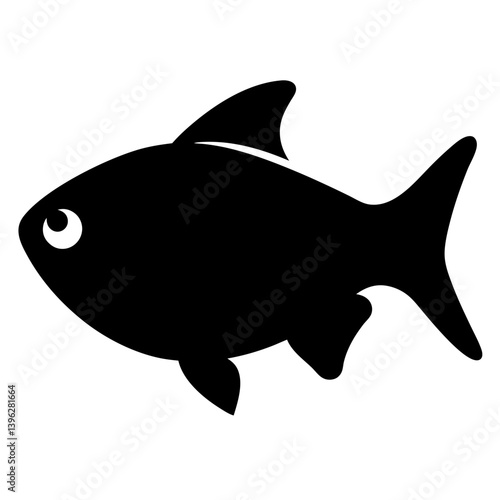 ember tetra fish black silhouette of a moorish idol fish aquatic animal ocean life- simple black silhouette of a ember tetra fish tropical sea life animal icon,