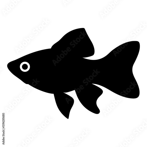 endler s livebearer fish black silhouette of a moorish idol fish aquatic animal ocean life- simple black silhouette of a endler s livebearer fish tropical sea life animal icon,