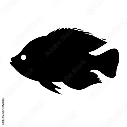 gourami fish black silhouette of a moorish idol fish aquatic animal ocean life- simple black silhouette of a gourami fish tropical sea life animal icon,