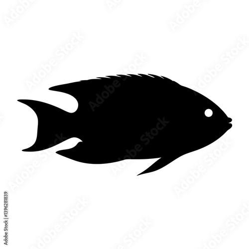gourami fish black silhouette of a moorish idol fish aquatic animal ocean life- simple black silhouette of a gourami fish tropical sea life animal icon,