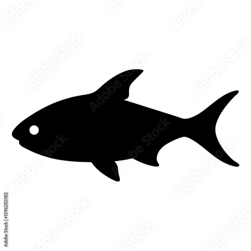 lemon tetra fish black silhouette of a moorish idol fish aquatic animal ocean life- simple black silhouette of a lemon tetra fish tropical sea life animal icon,