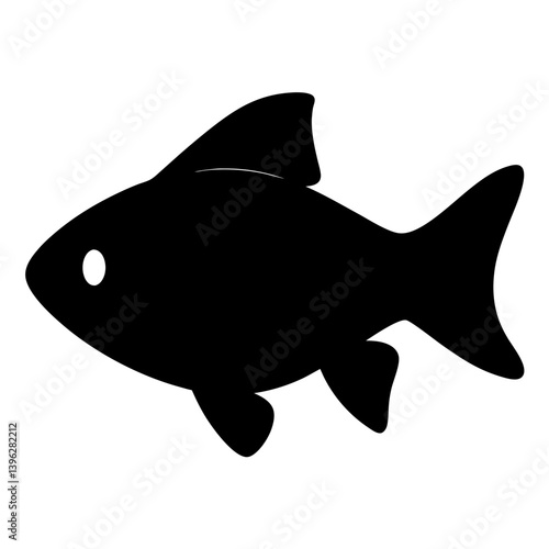 neon tetra fish black silhouette of a moorish idol fish aquatic animal ocean life- simple black silhouette of a neon tetra fish tropical sea life animal icon,