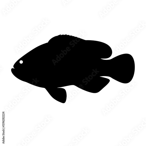oscar fish black silhouette of a moorish idol fish aquatic animal ocean life- simple black silhouette of a oscar fish tropical sea life animal icon,
