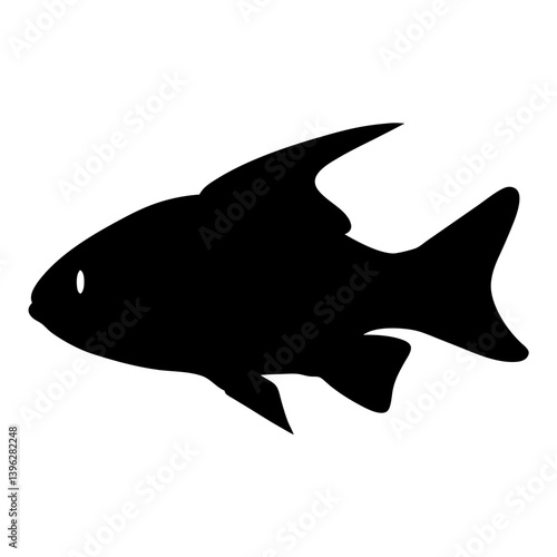 otocinclus fish black silhouette of a moorish idol fish aquatic animal ocean life- simple black silhouette of a otocinclus fish tropical sea life animal icon,